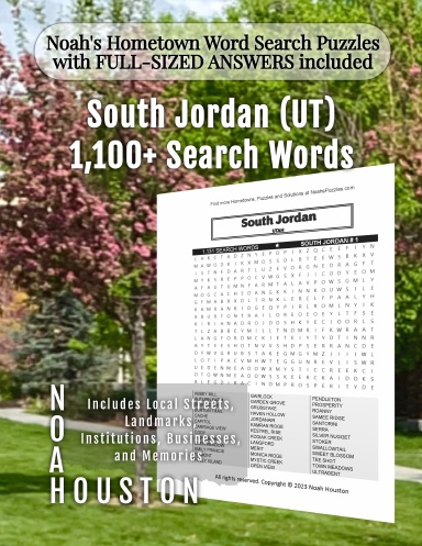 Noah’s Hometown Word Search Puzzles with FULL-SIZED ANSWERS included South Jordan (UT)