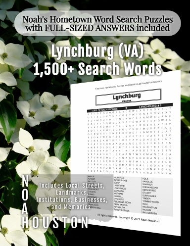 Noah’s Hometown Word Search Puzzles with FULL-SIZED ANSWERS included Lynchburg (VA)