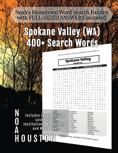 Noah’s Hometown Word Search Puzzles with FULL-SIZED ANSWERS included Spokane Valley (WA)