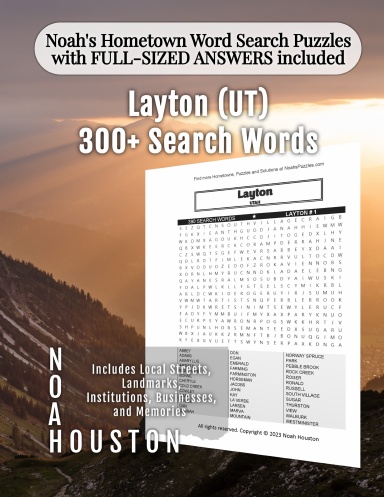 Noah’s Hometown Word Search Puzzles with FULL-SIZED ANSWERS included Layton (UT)