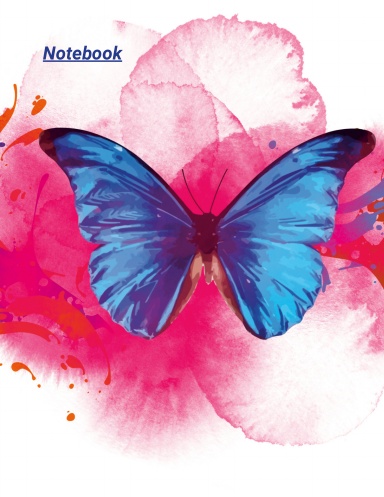 Blue  Butterfly /Journal Notebook / US Letter (8.5x11) Dots Grid / 200 pages Cream Paper / Glossy Finish Cover