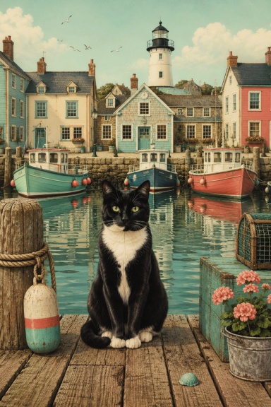 Seaside Tuxedo Cat Journal