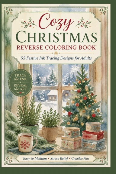 Cozy Christmas Reverse Coloring Book