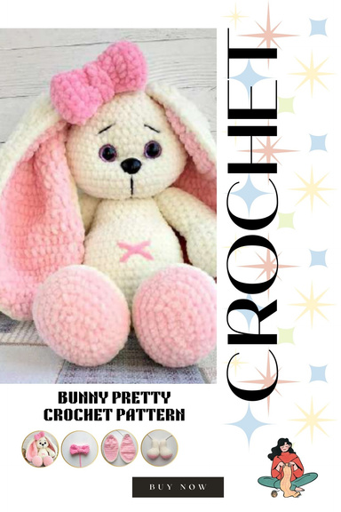 Bunny with Colorful Ears Crochet Pattern