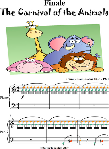 Finale Carnival of the Animals Easy Piano Sheet Music with Colored Notation