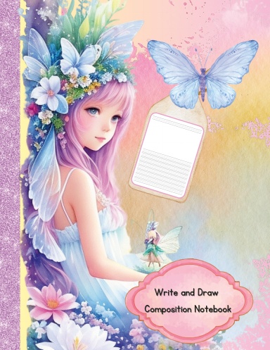 Enchanting Watercolor Pastel Fairy and Butterfly, Write and Draw Composition Notebook for Kids - 8.5x11 Inch, 120 Pages - Spark Creativity
