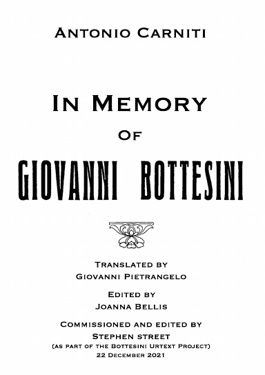 In Memory Of Giovanni Bottesini