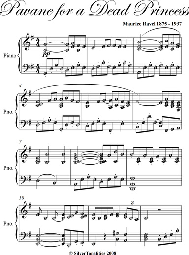 Pavane for a Dead Princess Easy Intermediate Piano Sheet Music