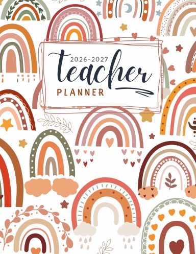 Teacher Lesson Planner - Boho Rainbow Cover (UK Edition) - Paperback Version