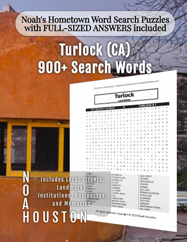 Noah’s Hometown Word Search Puzzles with FULL-SIZED ANSWERS included Turlock (CA)