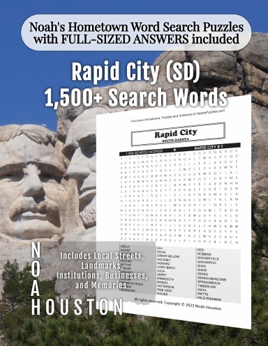 Noah’s Hometown Word Search Puzzles with FULL-SIZED ANSWERS included Rapid City (SD)