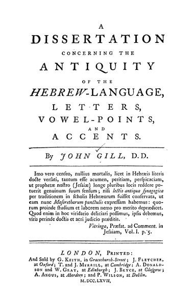 History of the Hebrew Language, Vowel-Points, Letters, and Accents: By Dr. John Gill ✡ Hebrew Language Heritage Series (PDF)
