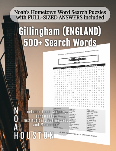 Noah’s Hometown Word Search Puzzles with FULL-SIZED ANSWERS included Gillingham (ENGLAND)