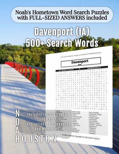 Noah’s Hometown Word Search Puzzles with FULL-SIZED ANSWERS included Davenport (IA)