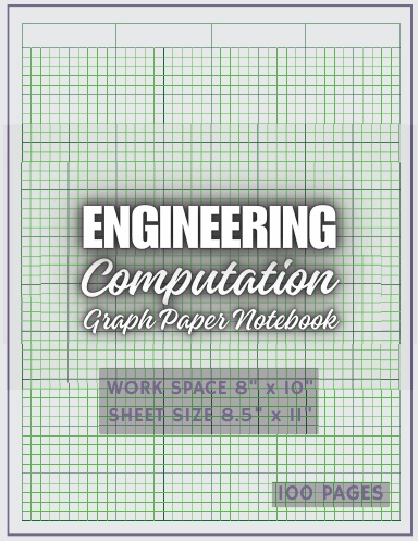 Gray Color Paper Engineering Computation Graph Paper Pad Notebook Quad Ruled Green Lined Grid 5x5 Inches Squares, Letter Size 8.5x11 in