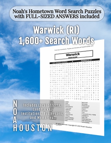 Noah’s Hometown Word Search Puzzles with FULL-SIZED ANSWERS included Warwick (RI)