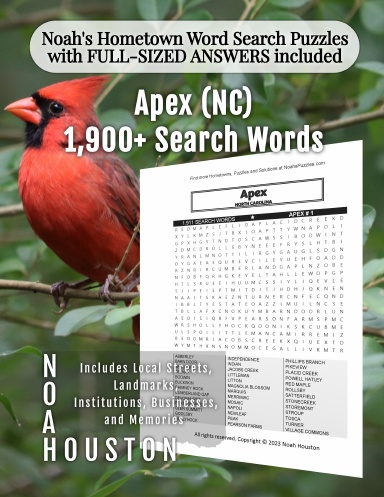 Noah’s Hometown Word Search Puzzles with FULL-SIZED ANSWERS included Apex (NC)