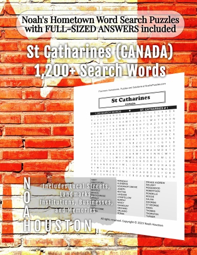 Noah's Hometown Word Search Puzzles with FULL-SIZED ANSWERS included ST CATHARINES (CANADA)