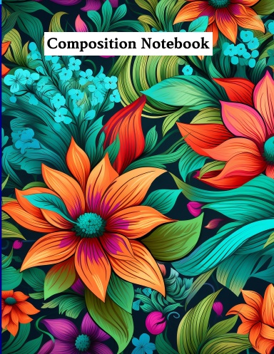 Floral illustration composition notebook/flower pattern notebook for girls and women 120 college ruled paper