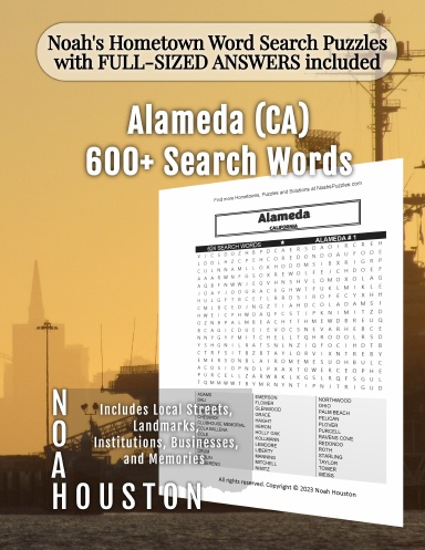 Noah’s Hometown Word Search Puzzles with FULL-SIZED ANSWERS included Alameda (CA)