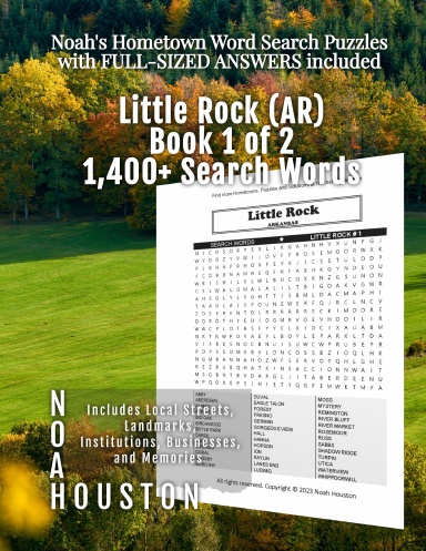 Noah’s Hometown Word Search Puzzles with FULL-SIZED ANSWERS included Little Rock (AR), Book 1 of 2