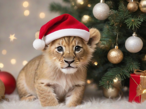 Lion cubs like Christmas