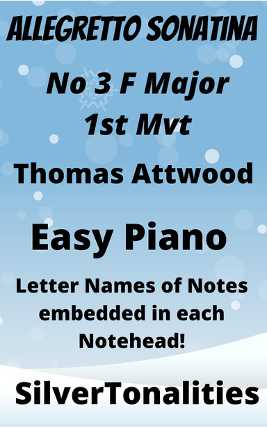 Allegretto Sonatina Number 3 in F Major First Movement Easy Piano Sheet Music