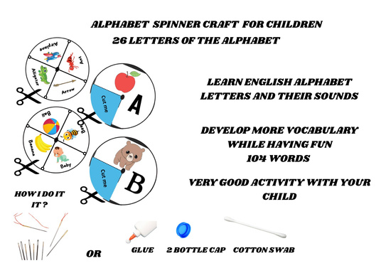 Alphabet  Spinner Craft  FOR CHILDREN