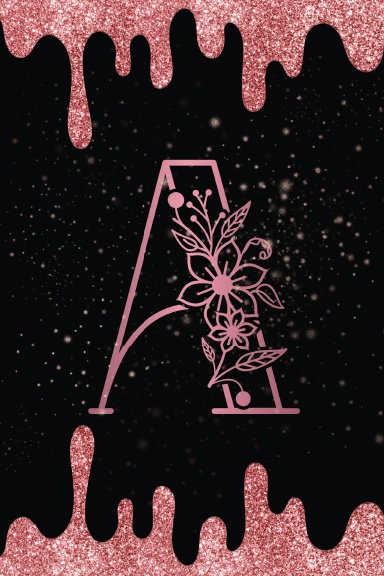 Letter A Rose Gold Floral Monogram Lined Journal