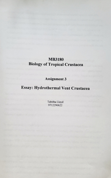 Hydrothermal Vent Crustacea - Essay