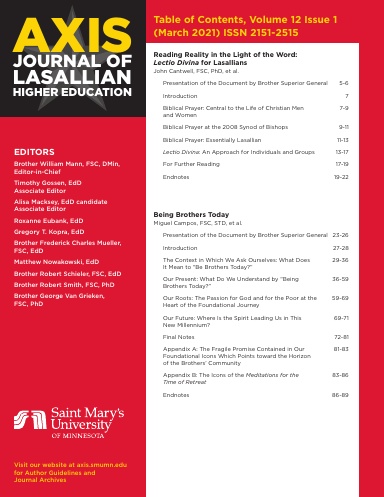 AXIS: Journal of Lasallian Higher Education 12:1