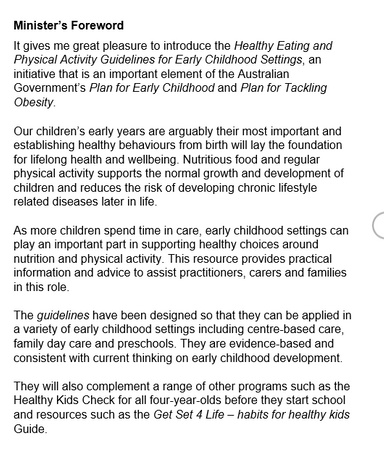 Healthy Eating and Physical Activity for Early Childhood
