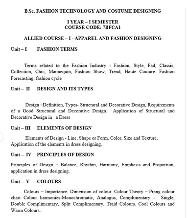 FASHION TECHNOLOGY AND COSTUME DESIGNING