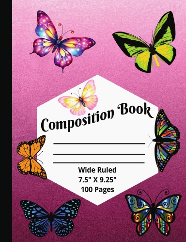 Butterfly Wide Ruled Composition Book