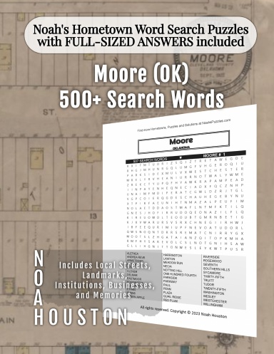 Noah’s Hometown Word Search Puzzles with FULL-SIZED ANSWERS included Moore (OK)