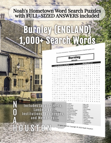 Noah’s Hometown Word Search Puzzles with FULL-SIZED ANSWERS included Burnley (ENGLAND)