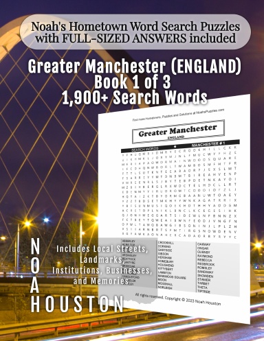 Noah’s Hometown Word Search Puzzles with FULL-SIZED ANSWERS included Greater Manchester (ENGLAND), Book 1 of 3