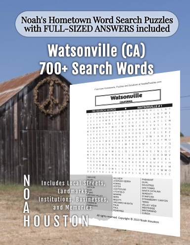 Noah’s Hometown Word Search Puzzles with FULL-SIZED ANSWERS included Watsonville (CA)