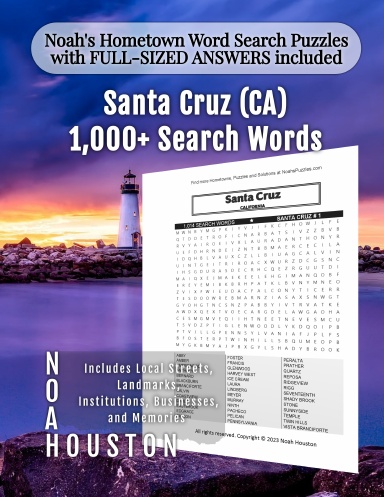 Noah’s Hometown Word Search Puzzles with FULL-SIZED ANSWERS included Santa Cruz (CA)