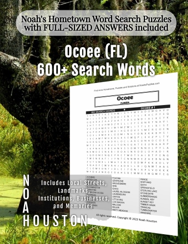 Noah’s Hometown Word Search Puzzles with FULL-SIZED ANSWERS included Ocoee (FL)