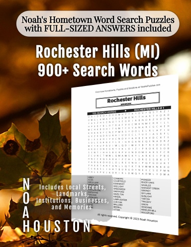 Noah’s Hometown Word Search Puzzles with FULL-SIZED ANSWERS included Rochester Hills (MI)