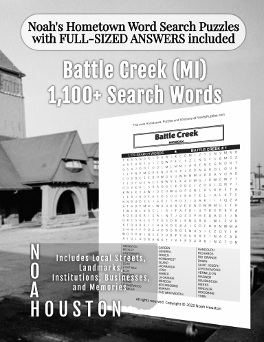 Noah’s Hometown Word Search Puzzles with FULL-SIZED ANSWERS included Battle Creek (MI)