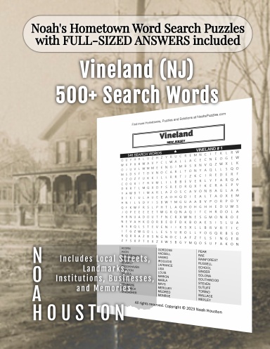 Noah’s Hometown Word Search Puzzles with FULL-SIZED ANSWERS included Vineland (NJ)