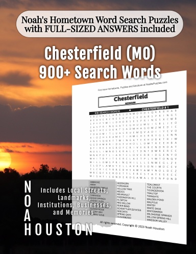 Noah’s Hometown Word Search Puzzles with FULL-SIZED ANSWERS included Chesterfield (MO)