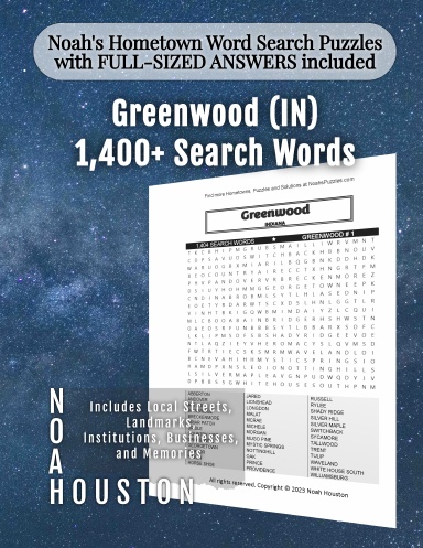 Noah’s Hometown Word Search Puzzles with FULL-SIZED ANSWERS included Greenwood (IN)