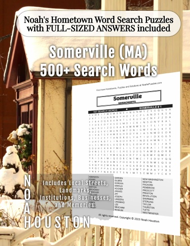 Noah’s Hometown Word Search Puzzles with FULL-SIZED ANSWERS included Somerville (MA)