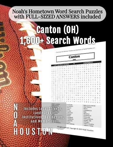 Noah’s Hometown Word Search Puzzles with FULL-SIZED ANSWERS included Canton (OH)