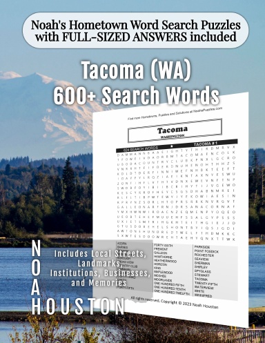 Noah’s Hometown Word Search Puzzles with FULL-SIZED ANSWERS included Tacoma (WA)