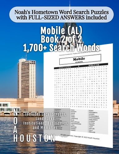 Noah’s Hometown Word Search Puzzles with FULL-SIZED ANSWERS included Mobile (AL), Book 2 of 2