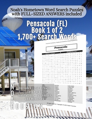 Noah’s Hometown Word Search Puzzles with FULL-SIZED ANSWERS included Pensacola (FL), Book 1 of 2